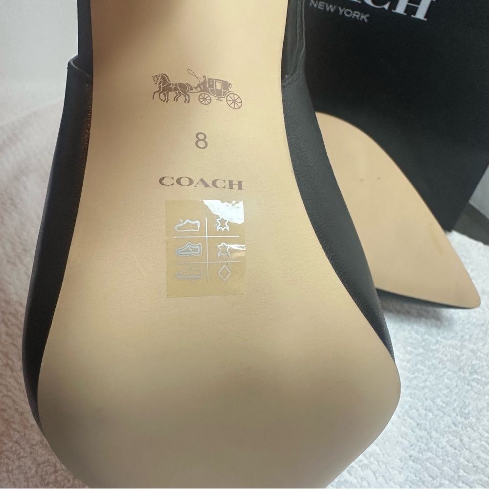 NWOT Coach Black sling back Heels with Silver Chain Accent - Picture 8 of 13